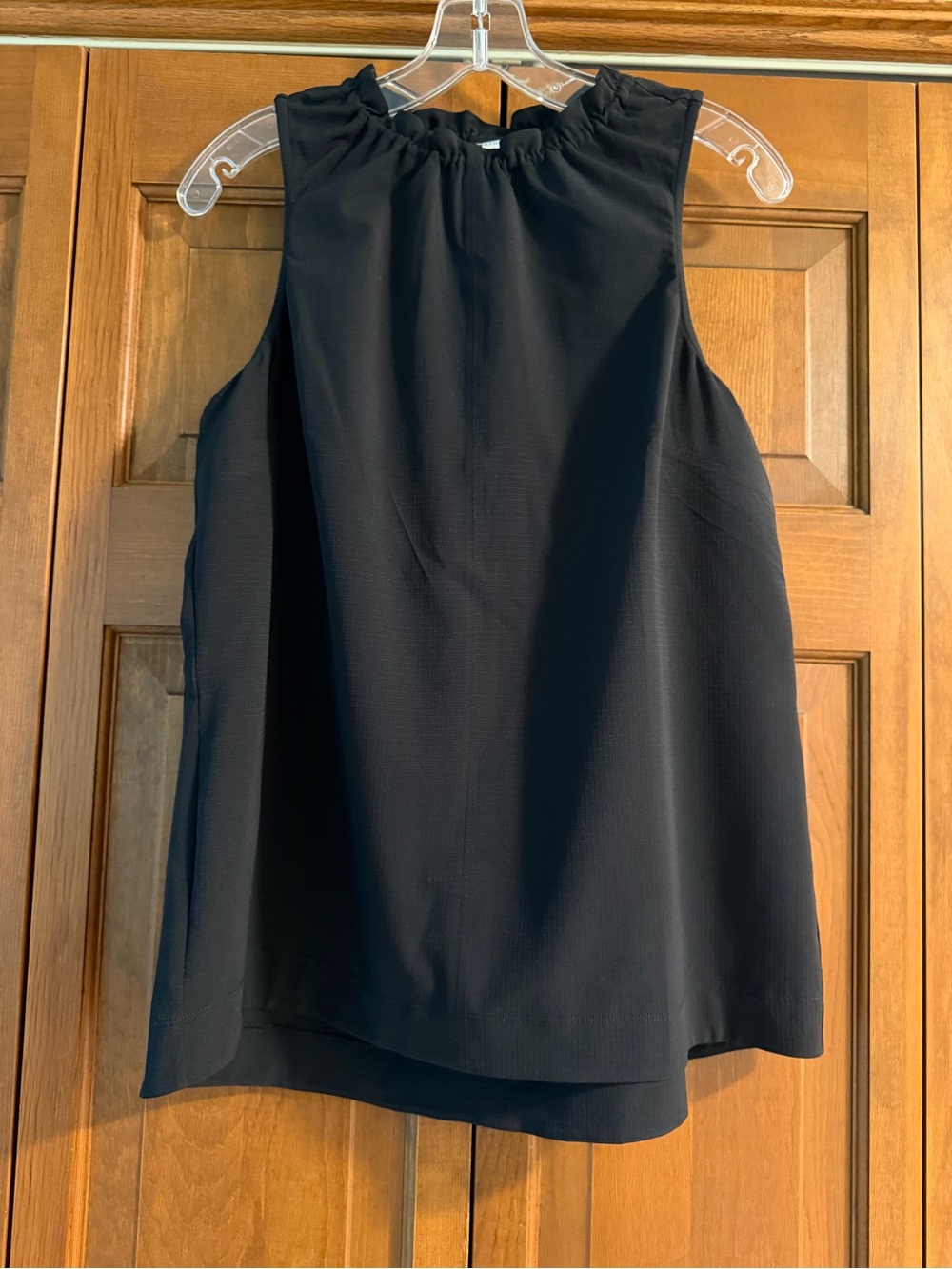 Athleta Black Ruffle High Neck Tank Top